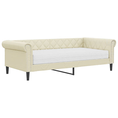 Divano Letto con Materasso Crema 90x200 cm in Similpelle