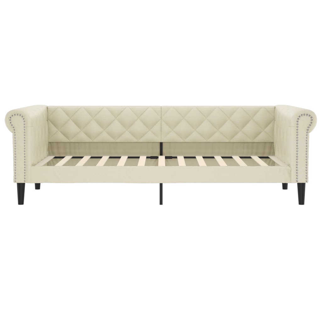 Divano Letto con Materasso Crema 90x200 cm in Similpelle