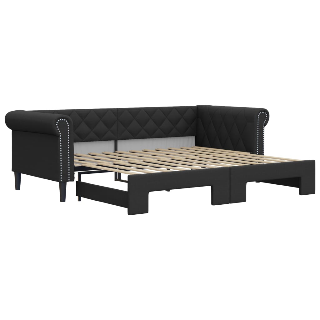 Divano Letto con Letto Estraibile Nero 90x200 cm in Similpelle
