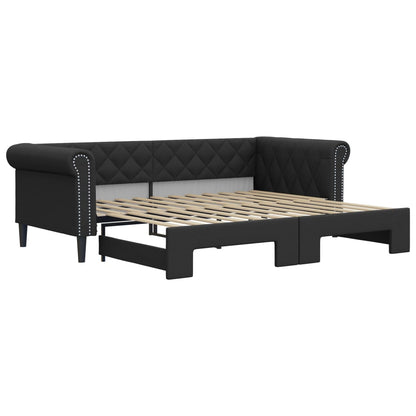 Divano Letto con Letto Estraibile Nero 90x200 cm in Similpelle