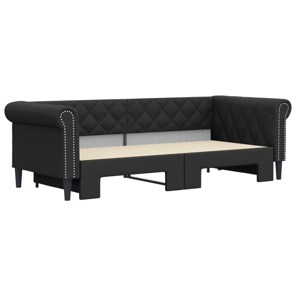 Divano Letto con Letto Estraibile Nero 90x200 cm in Similpelle