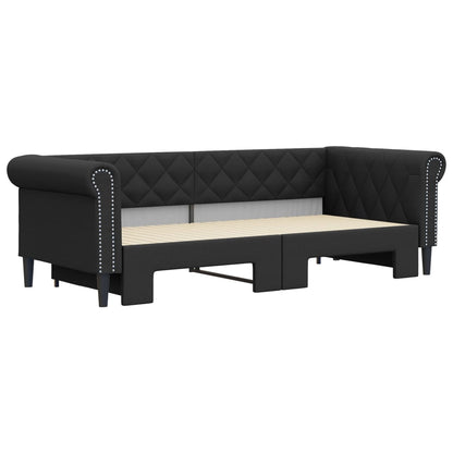 Divano Letto con Letto Estraibile Nero 90x200 cm in Similpelle