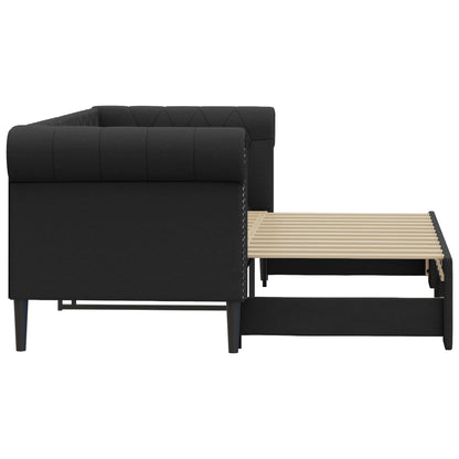 Divano Letto con Letto Estraibile Nero 90x200 cm in Similpelle