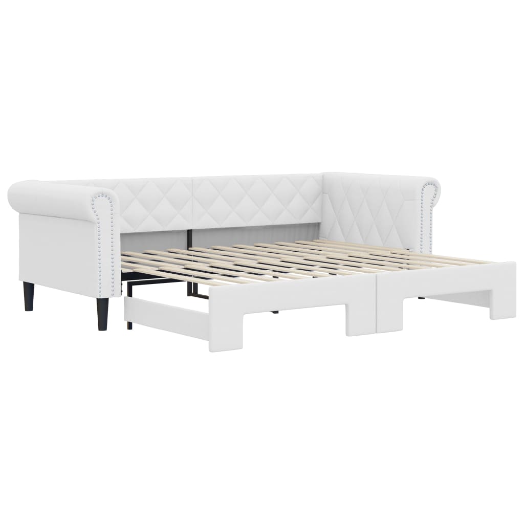 Divano Letto con Letto Estraibile Bianco 90x200cm in Similpelle