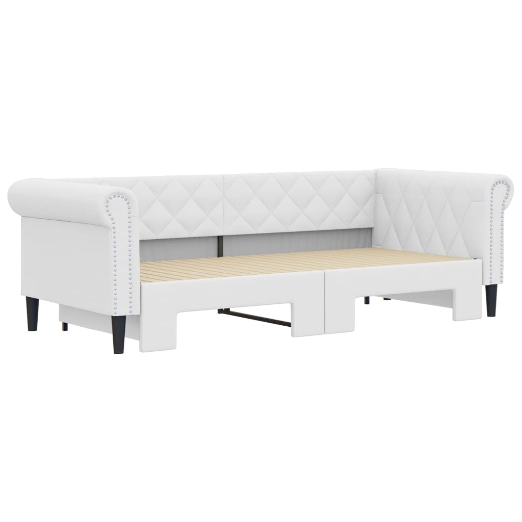 Divano Letto con Letto Estraibile Bianco 90x200cm in Similpelle