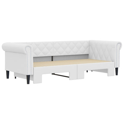 Divano Letto con Letto Estraibile Bianco 90x200cm in Similpelle