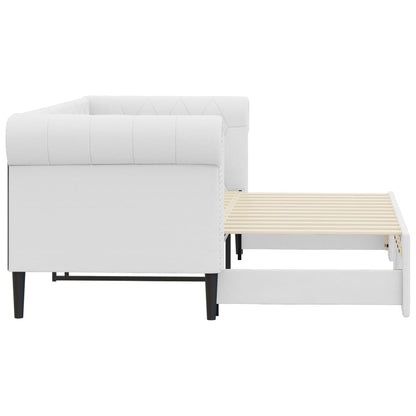 Divano Letto con Letto Estraibile Bianco 90x200cm in Similpelle
