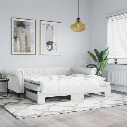 Divano Letto con Letto Estraibile Bianco 90x200cm in Similpelle