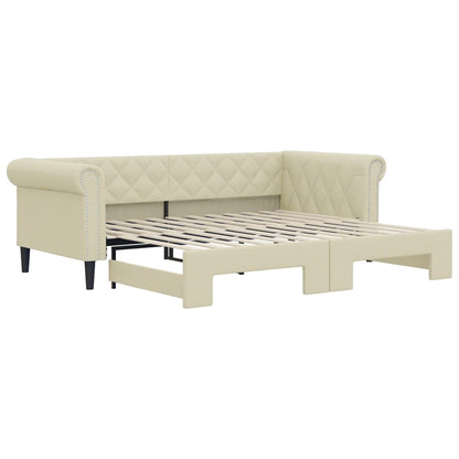 Divano Letto con Letto Estraibile Crema 90x200 cm in Similpelle