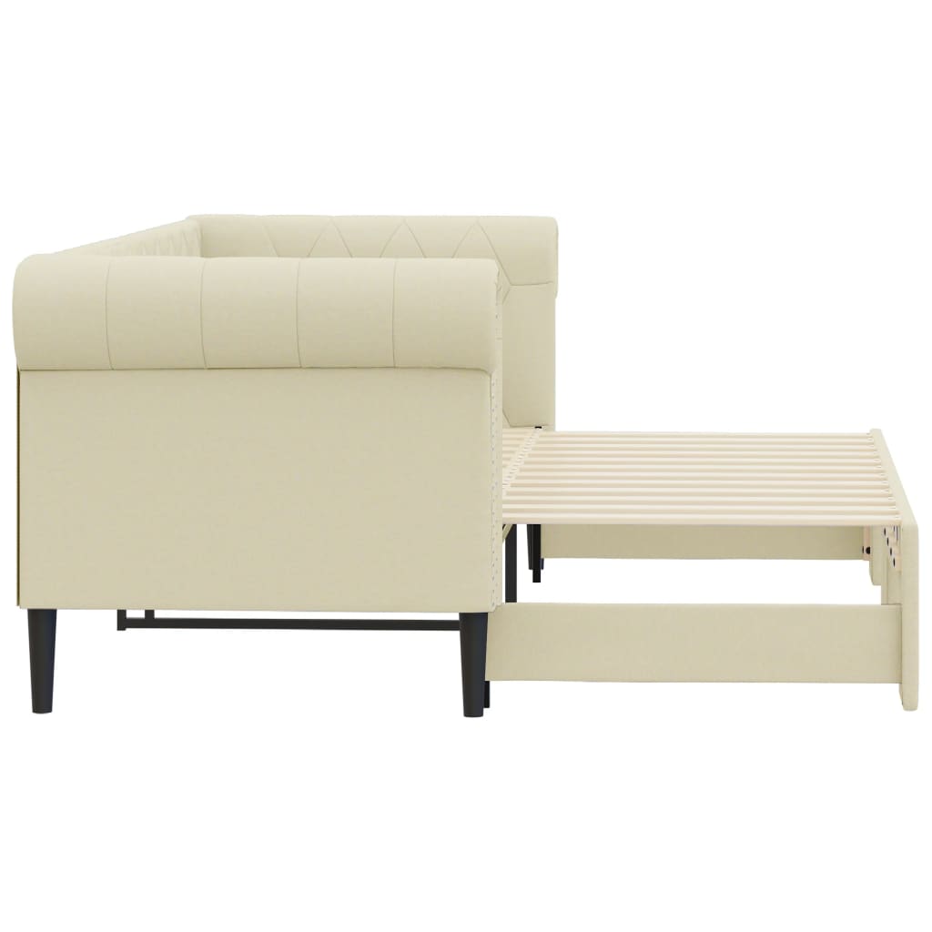 Divano Letto con Letto Estraibile Crema 90x200 cm in Similpelle