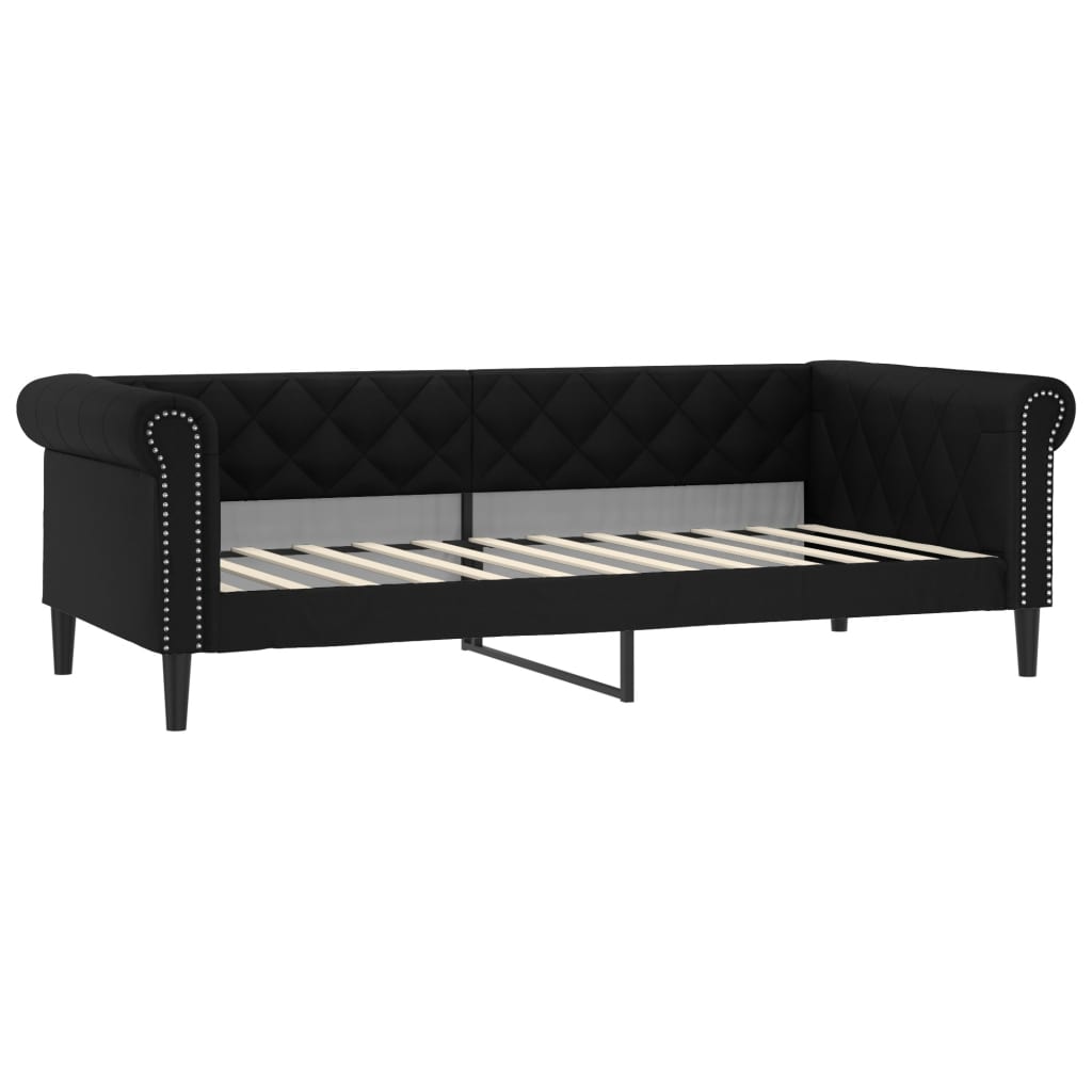 Divano Letto Estraibile con Materassi Nero 90x200 cm Similpelle