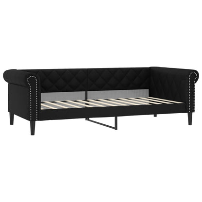 Divano Letto Estraibile con Materassi Nero 90x200 cm Similpelle