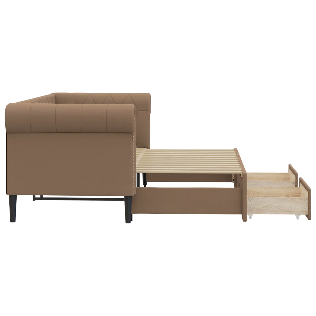 Divano Letto Estraibile Cassetti Cappuccino 90x200cm Similpelle