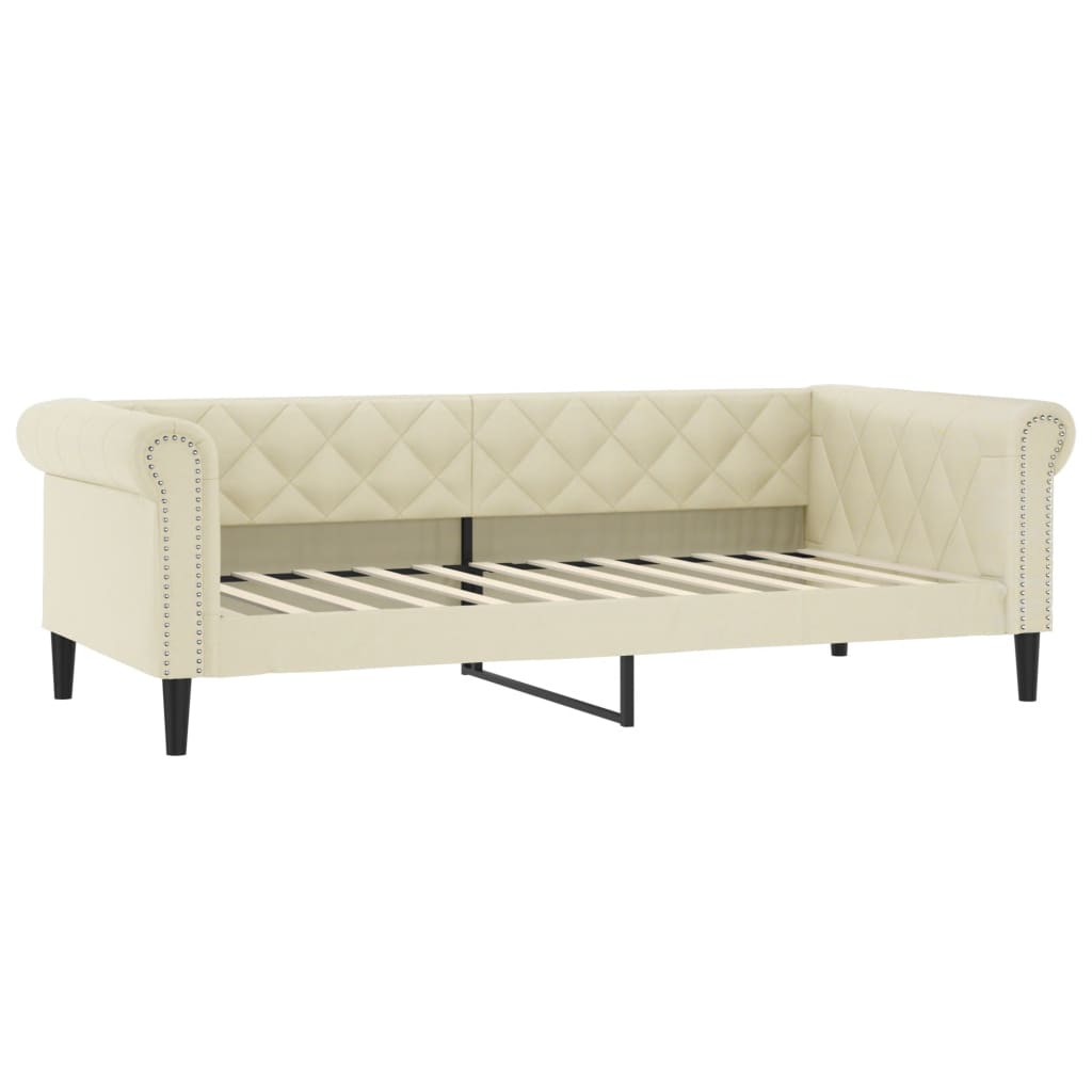 Divano Letto Estraibile con Cassetti Crema 90x200 cm Similpelle