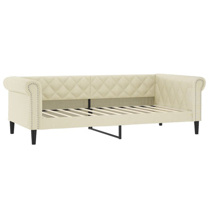 Divano Letto Estraibile con Cassetti Crema 90x200 cm Similpelle