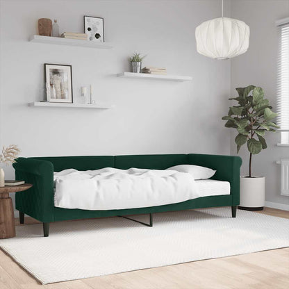 Divano Letto con Materasso Verde Scuro 80x200 cm in Velluto