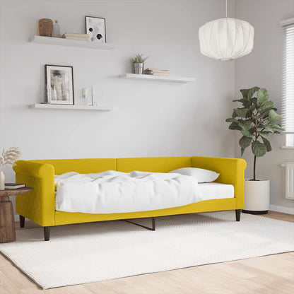 Divano Letto con Materasso Giallo 80x200 cm in Velluto