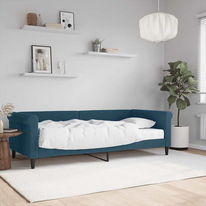 Divano Letto con Materasso Blu 90x200 cm in Velluto