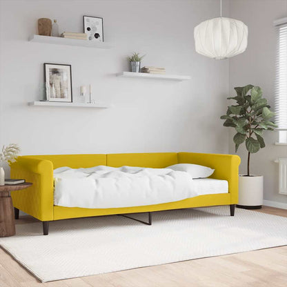 Divano Letto con Materasso Giallo 100x200 cm in Velluto