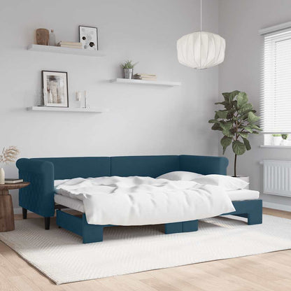 Divano Letto con Letto Estraibile Blu 80x200 cm in Velluto