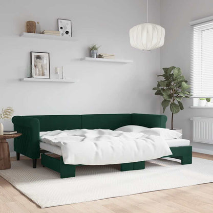Divano Letto con Letto Estraibile Verde Scuro 80x200cm Velluto