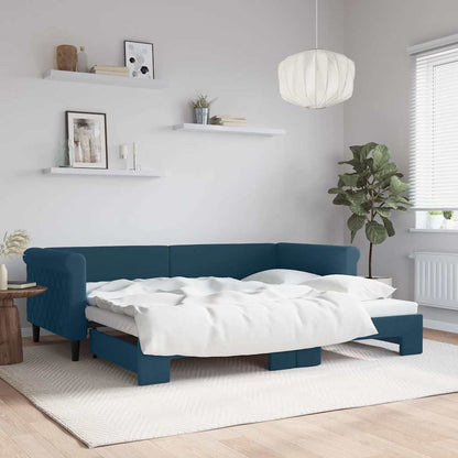 Divano Letto con Letto Estraibile Blu 90x200 cm in Velluto
