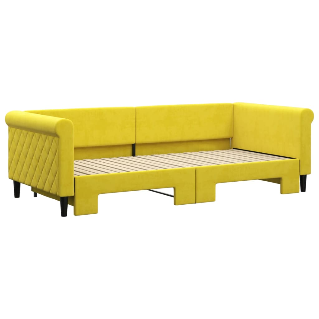 Divano Letto con Letto Estraibile Giallo 90x200 cm in Velluto
