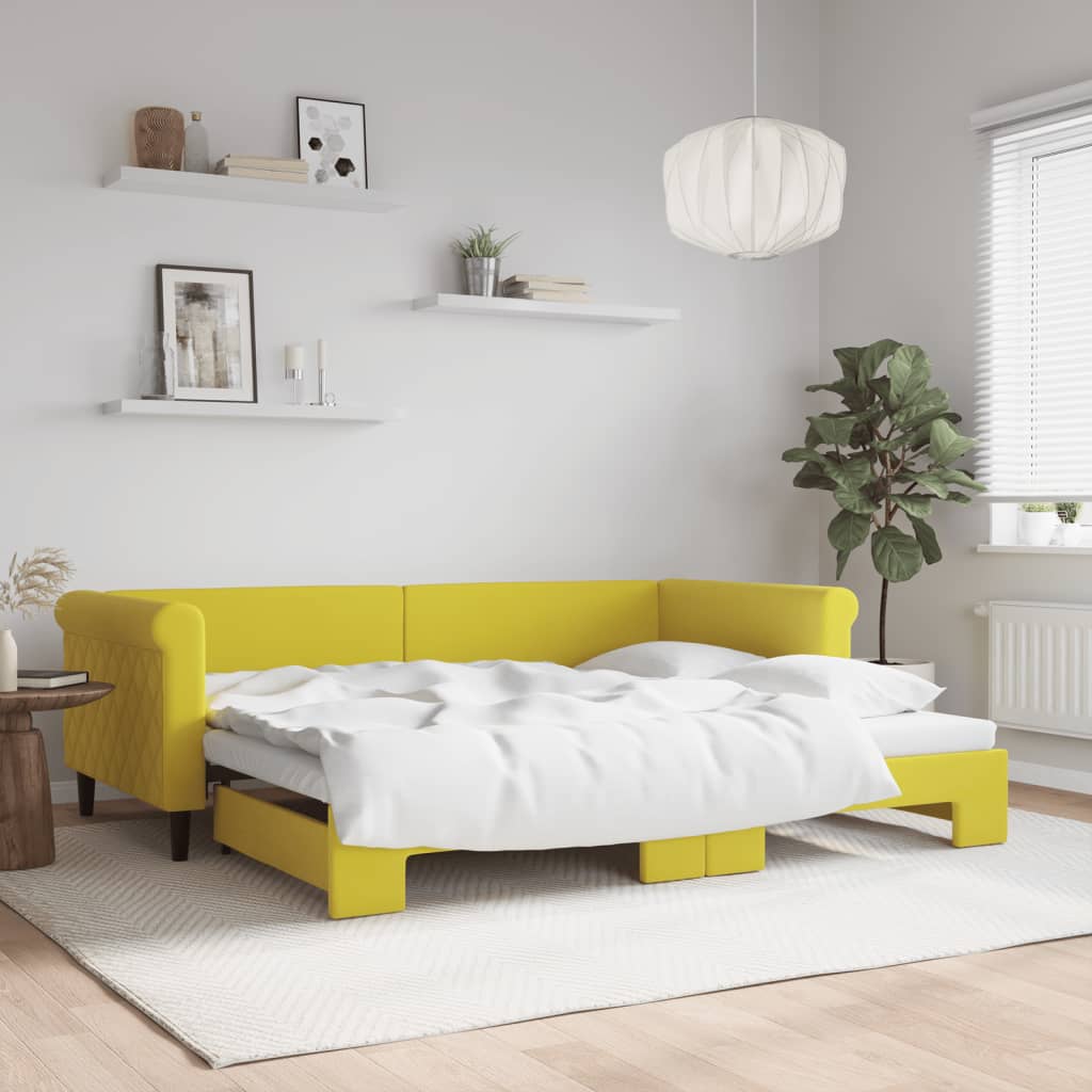 Divano Letto con Letto Estraibile Giallo 90x200 cm in Velluto