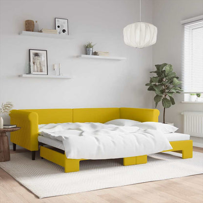 Divano Letto con Letto Estraibile Giallo 100x200 cm in Velluto