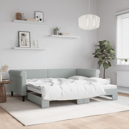 Divano Letto con Letto Estraibile Grigio Chiaro 90x190 Velluto
