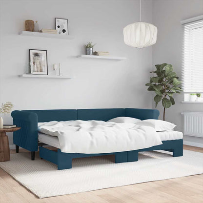 Divano Letto Estraibile con Materassi Blu 80x200 cm Velluto