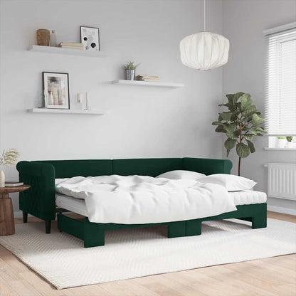 Divano Letto Estraibile Materassi Verde Scuro 80x200 Velluto