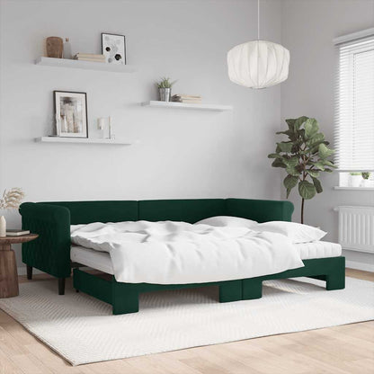 Divano Letto Estraibile Materassi Verde Scuro 90x200 Velluto