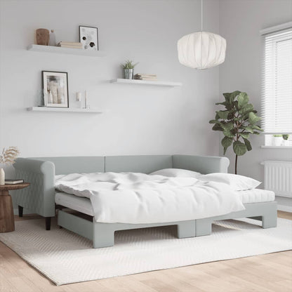 Divano Letto Estraibile Materassi Grigio Chiaro 100x200 Velluto