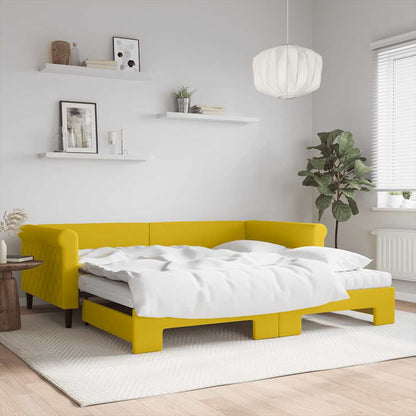 Divano Letto Estraibile con Materassi Giallo 100x200 cm Velluto