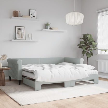Divano Letto Estraibile Materassi Grigio Chiaro 90x190 Velluto