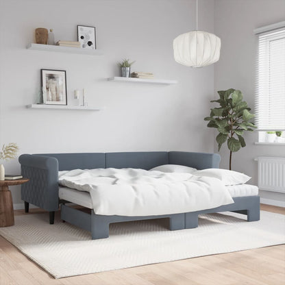 Divano Letto Estraibile Materassi Grigio Scuro 90x190cm Velluto