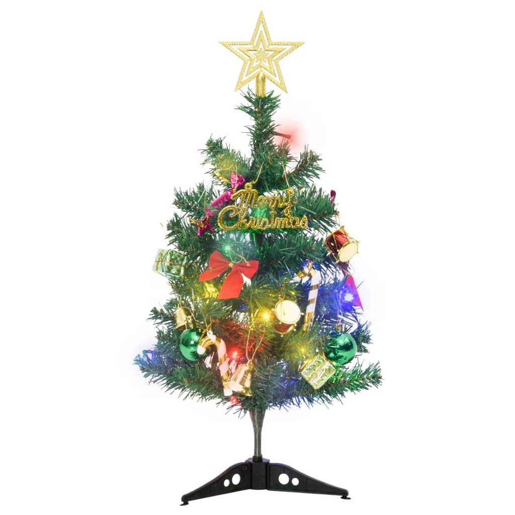 Mini Albero di Natale Artificiale con Luci 20 LED Verde 45 cm