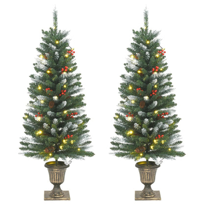 Alberi di Natale Artificiali 2 pz 100 LED Verde e Bianco 120 cm