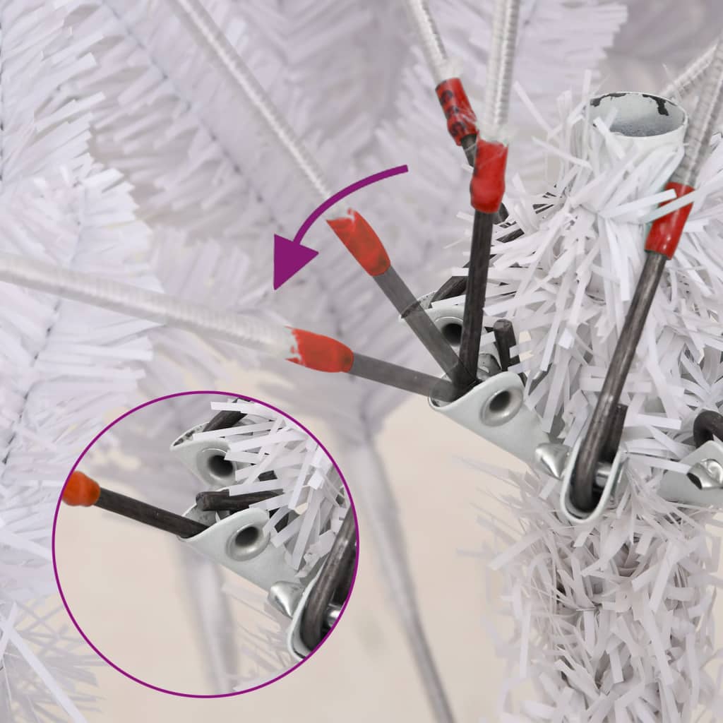 Albero di Natale Artificiale Incernierato con Base Bianco 210cm