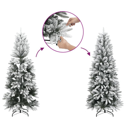 Albero Natale Artificiale Incernierato con Neve Fioccata 120 cm
