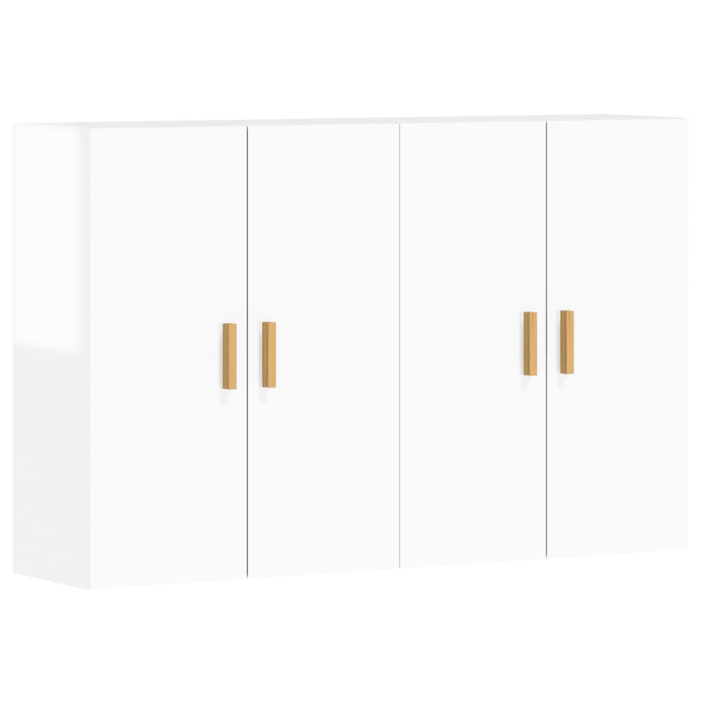 Armadietti a Parete 2 pz Bianco Lucido in Legno Multistrato