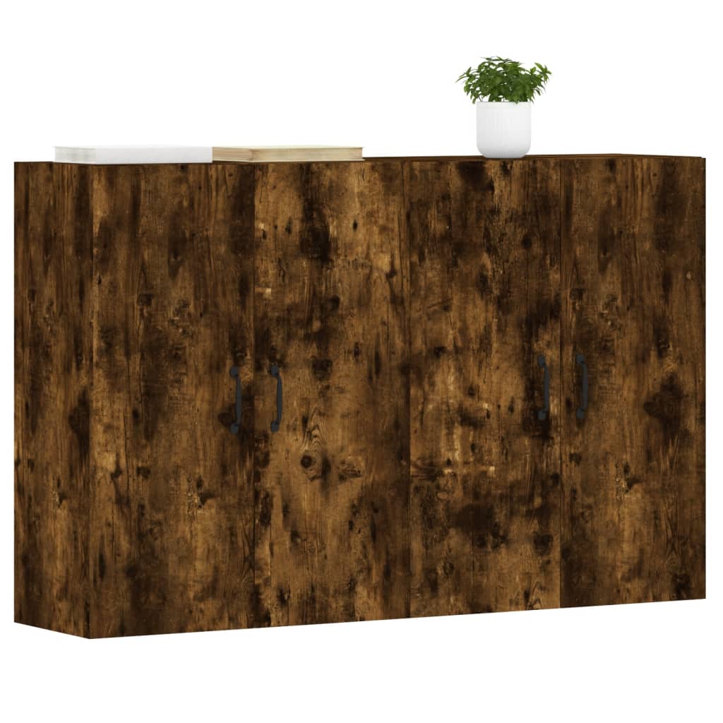Armadietti a Parete 2 pz Rovere Fumo in Legno Multistrato