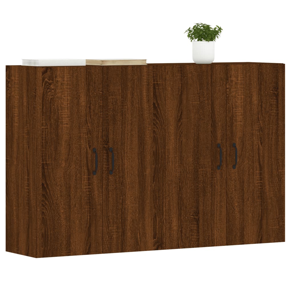 Armadietti a Parete 2 pz Rovere Marrone in Legno Multistrato