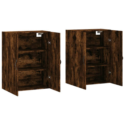 Armadietti a Parete 2 pz Rovere Fumo in Legno Multistrato