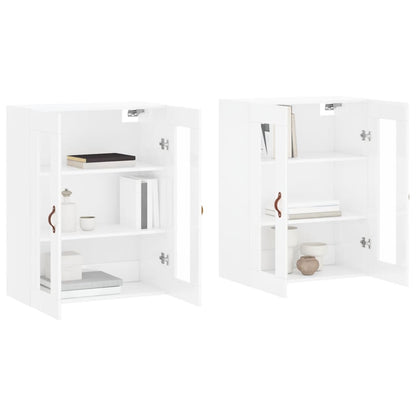Armadietti a Parete 2 pz Bianco Lucido in Legno Multistrato