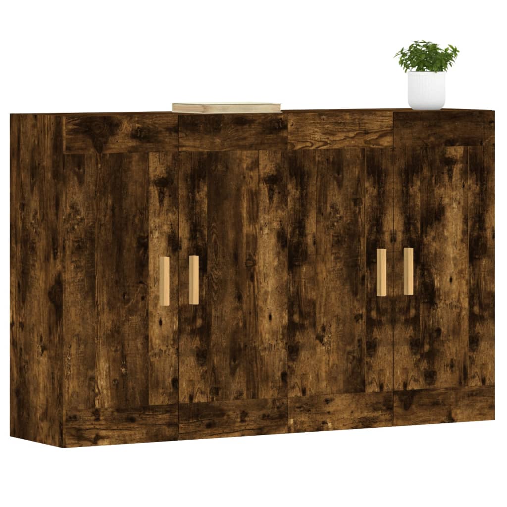 Armadietti a Parete 2 pz Rovere Fumo in Legno Multistrato
