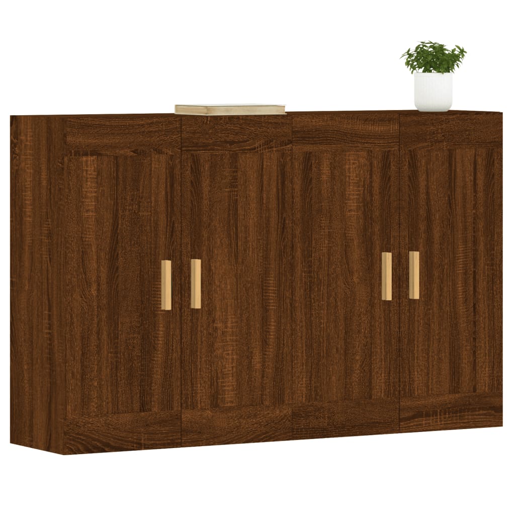 Armadietti a Parete 2 pz Rovere Marrone in Legno Multistrato