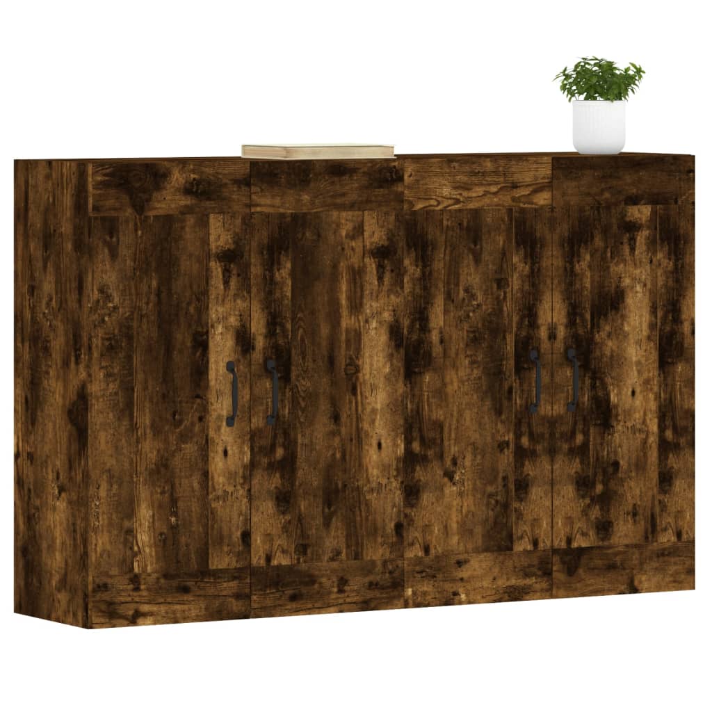 Armadietti a Parete 2 pz Rovere Fumo in Legno Multistrato