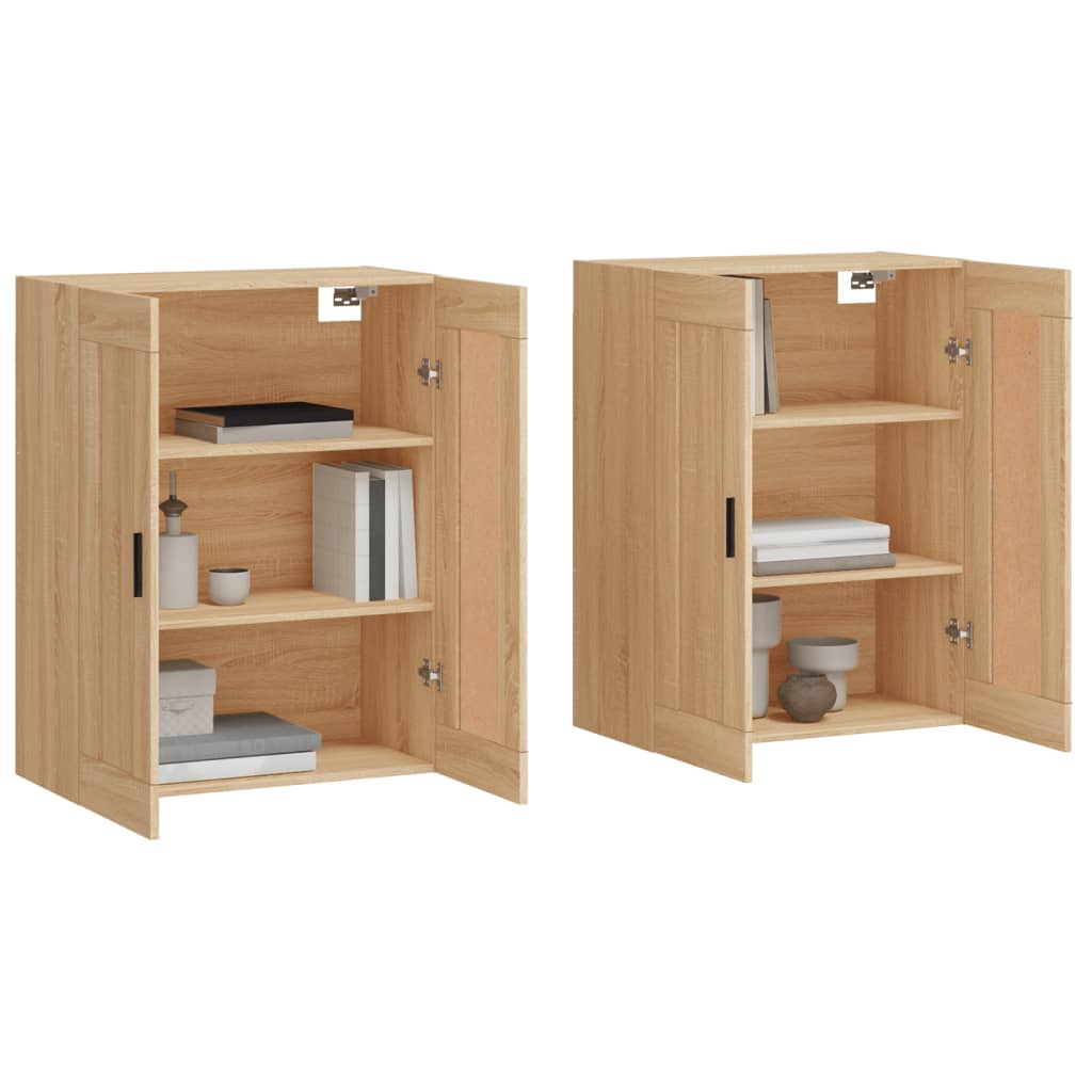 Armadietti a Parete 2 pz Rovere Sonoma in Legno Multistrato
